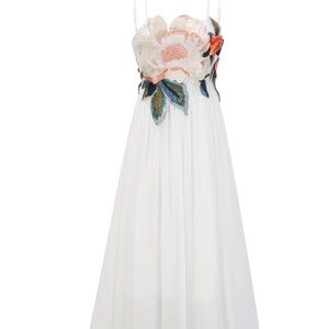 Elegant White Floral Midi Dress